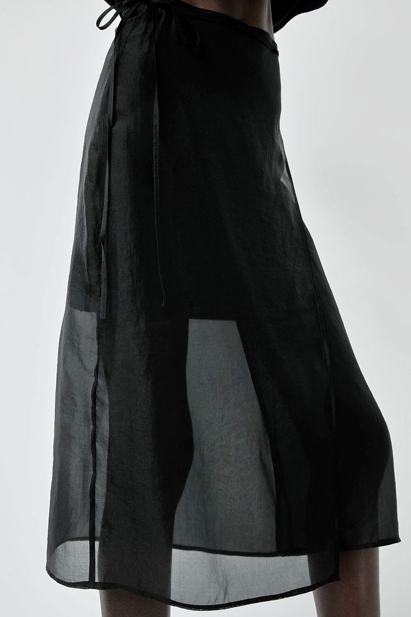 Mijeong Park Organza Wrap Skirt in Black