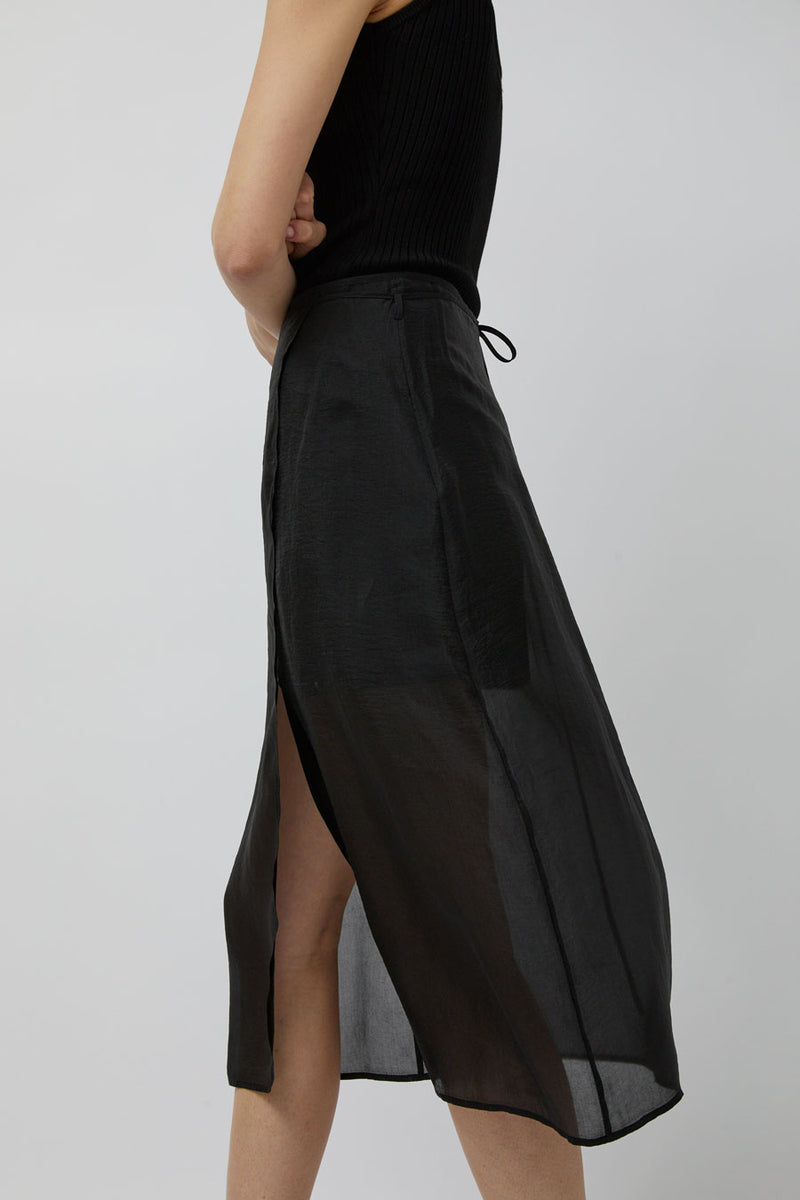 Mijeong Park Organza Wrap Skirt in Black