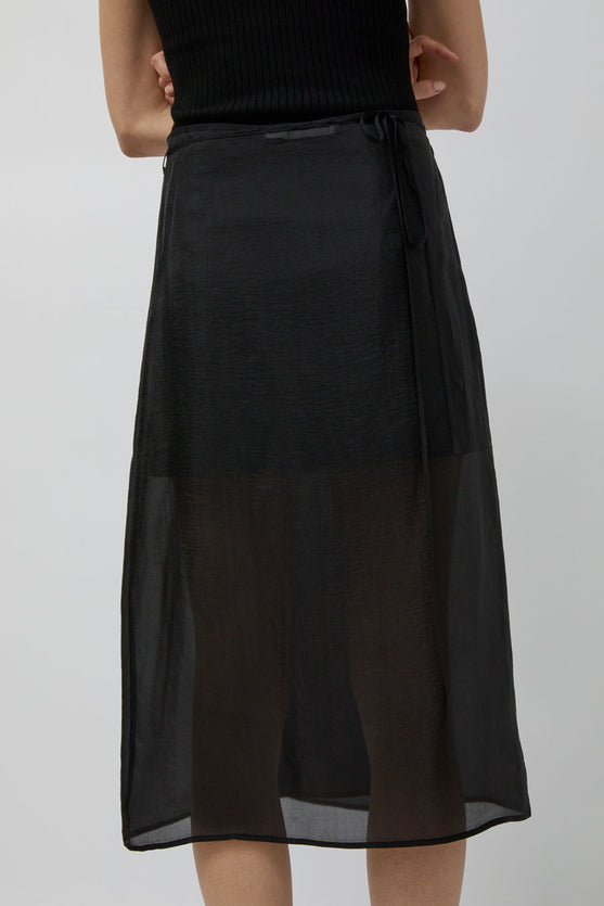 Mijeong Park Organza Wrap Skirt in Black