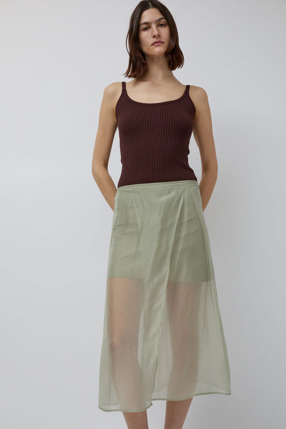 Mijeong Park Organza Wrap Skirt in Light Green