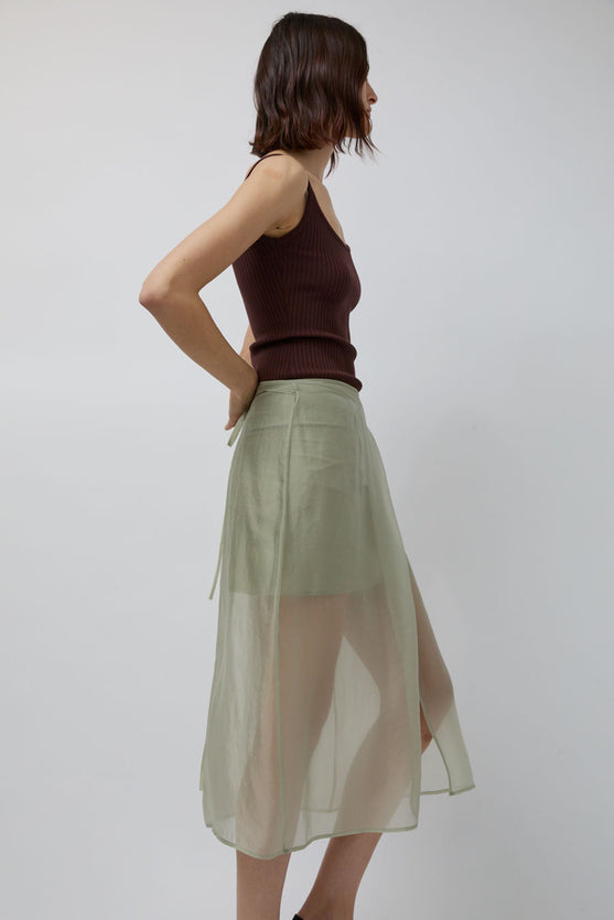 Mijeong Park Organza Wrap Skirt in Light Green