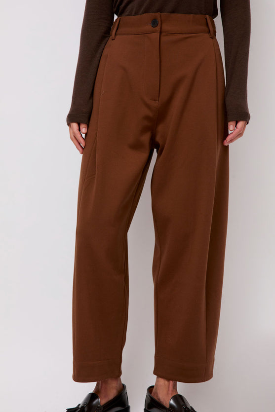 Mijeong Park Pleated Barrel Leg Pants in Brown