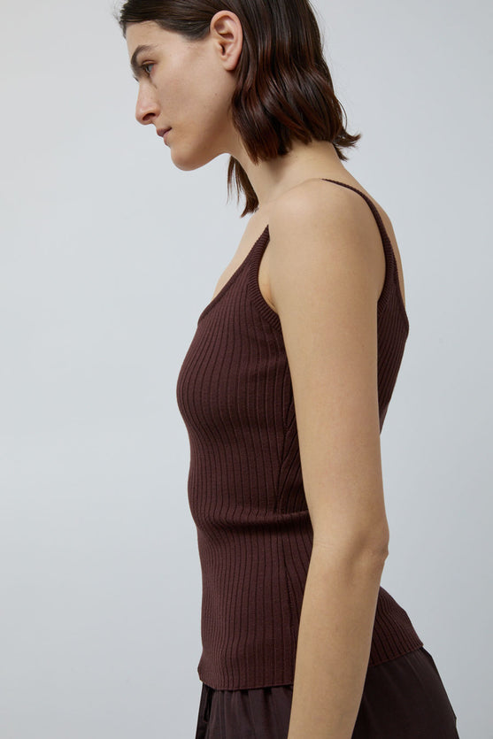 Mijeong Park Ribbed Knit Tank in Brown