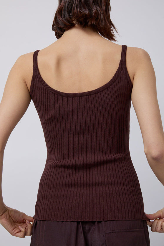 Mijeong Park Ribbed Knit Tank in Brown