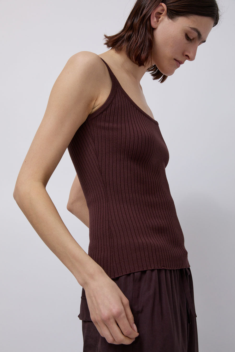 Mijeong Park Ribbed Knit Tank in Brown