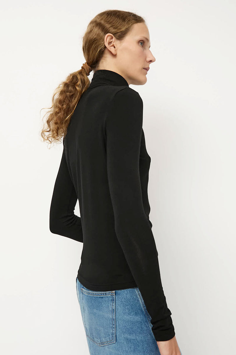 Mijeong Park Roll Neck Jersey Top in Black
