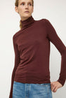 Mijeong Park Roll Neck Jersey Top in Burgundy