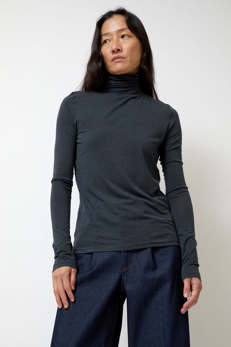 Mijeong Park Roll Neck Jersey Top in Graphite