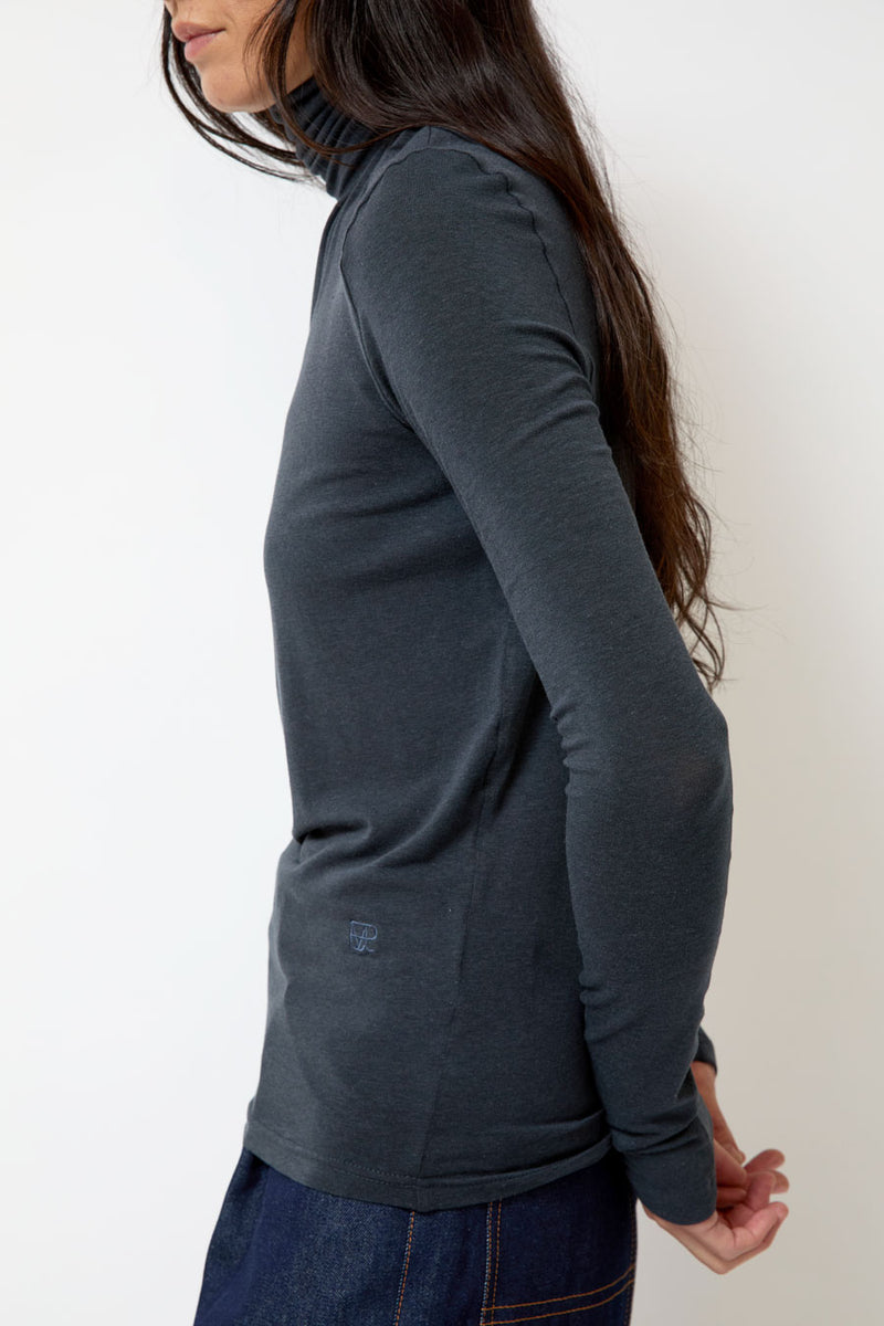 Mijeong Park Roll Neck Jersey Top in Graphite