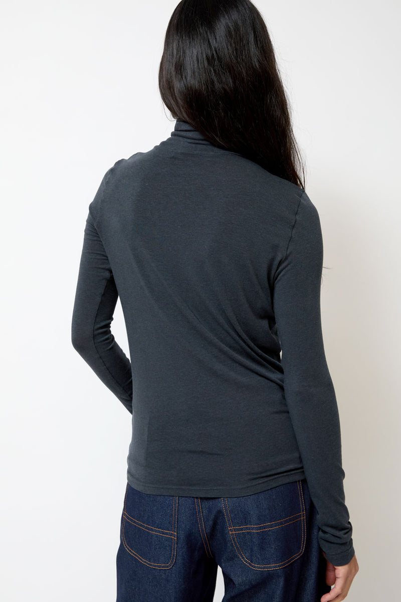Mijeong Park Roll Neck Jersey Top in Graphite