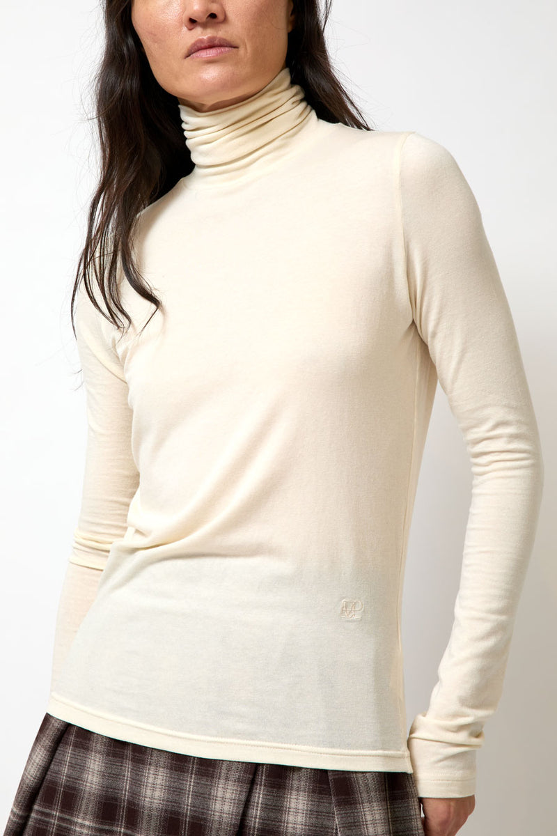 Mijeong Park Roll Neck Jersey Top in Ivory