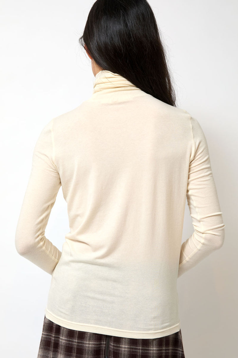 Mijeong Park Roll Neck Jersey Top in Ivory