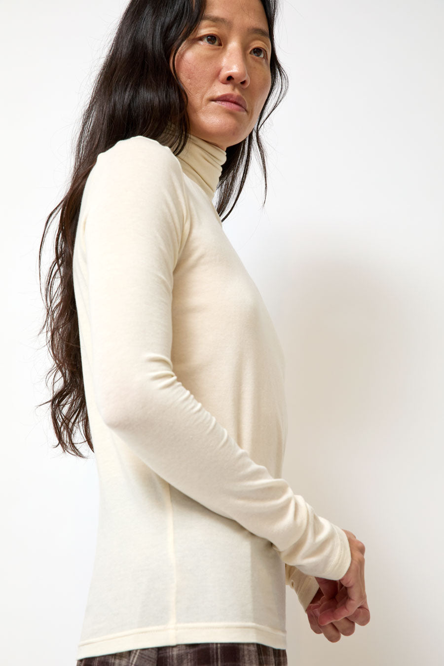 Mijeong Park Roll Neck Jersey Top in Ivory