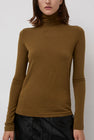 Mijeong Park Roll Neck Jersey Top in Light Brown
