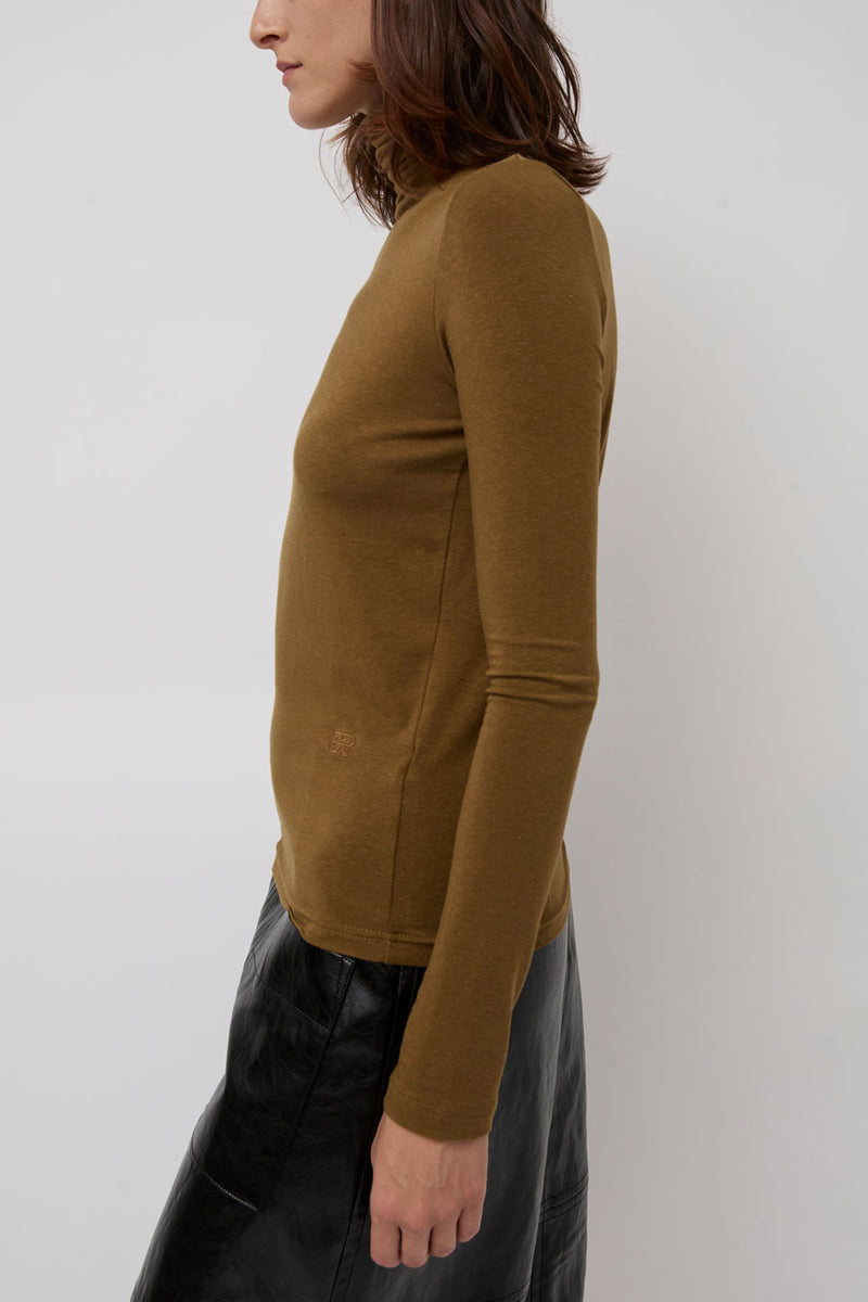 Mijeong Park Roll Neck Jersey Top in Light Brown