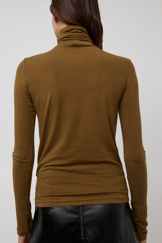 Mijeong Park Roll Neck Jersey Top in Light Brown