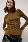 Mijeong Park Roll Neck Jersey Top in Light Brown