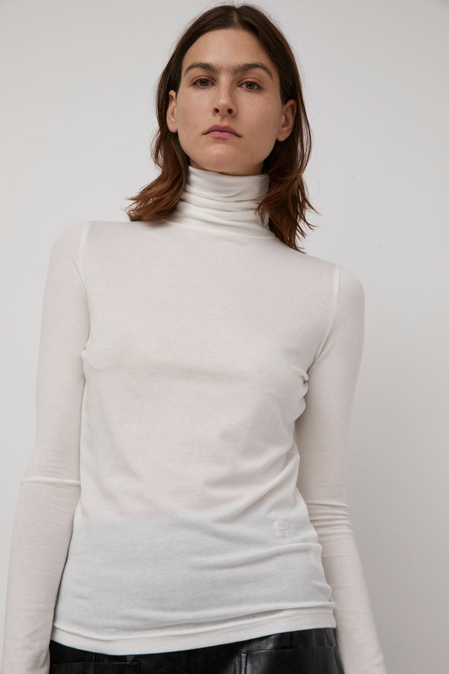 Mijeong Park Roll Neck Jersey Top in White