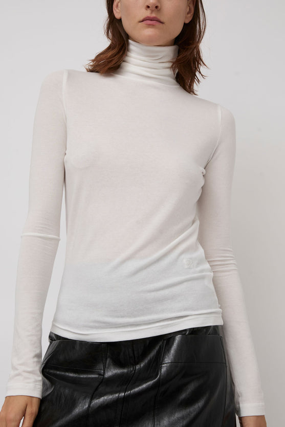Mijeong Park Roll Neck Jersey Top in White