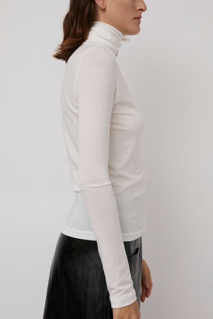 Mijeong Park Roll Neck Jersey Top in White