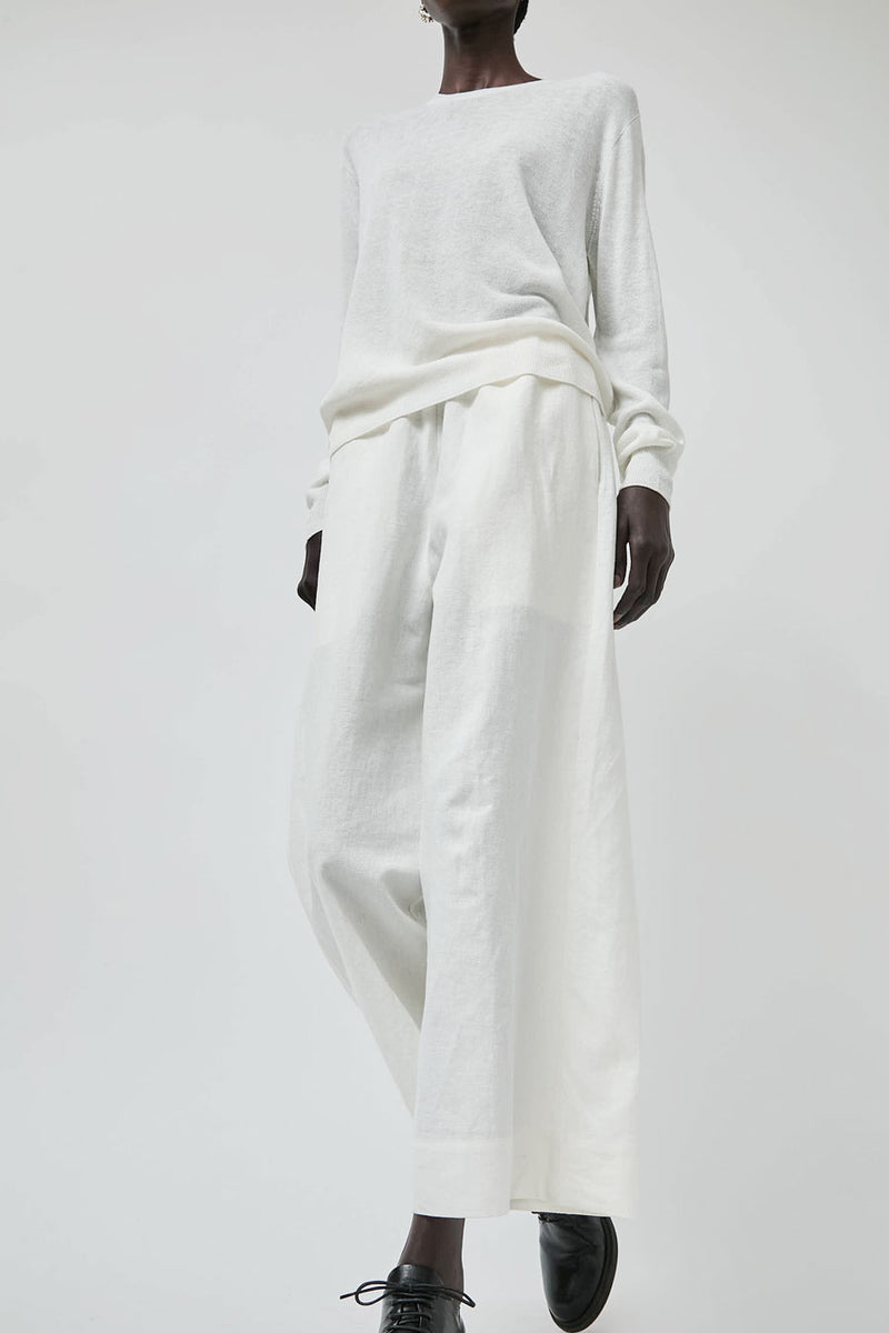 Mijeong Park Semi Sheer Linen Blend Knit Top in White