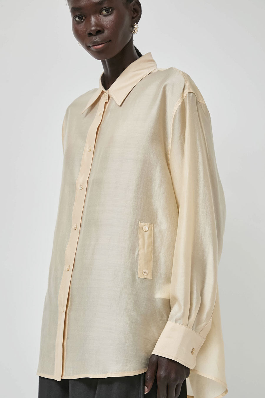 Mijeong Park Semi Sheer Shirt in Beige