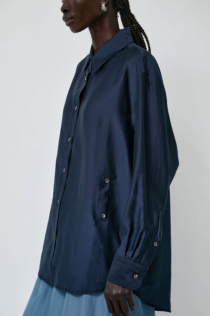 Mijeong Park Semi Sheer Shirt in Navy