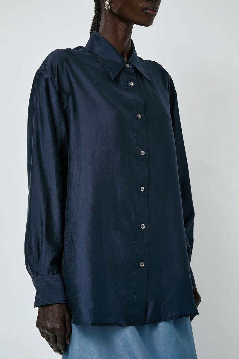 Mijeong Park Semi Sheer Shirt in Navy