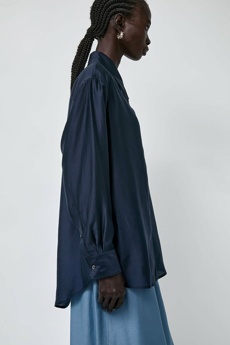 Mijeong Park Semi Sheer Shirt in Navy