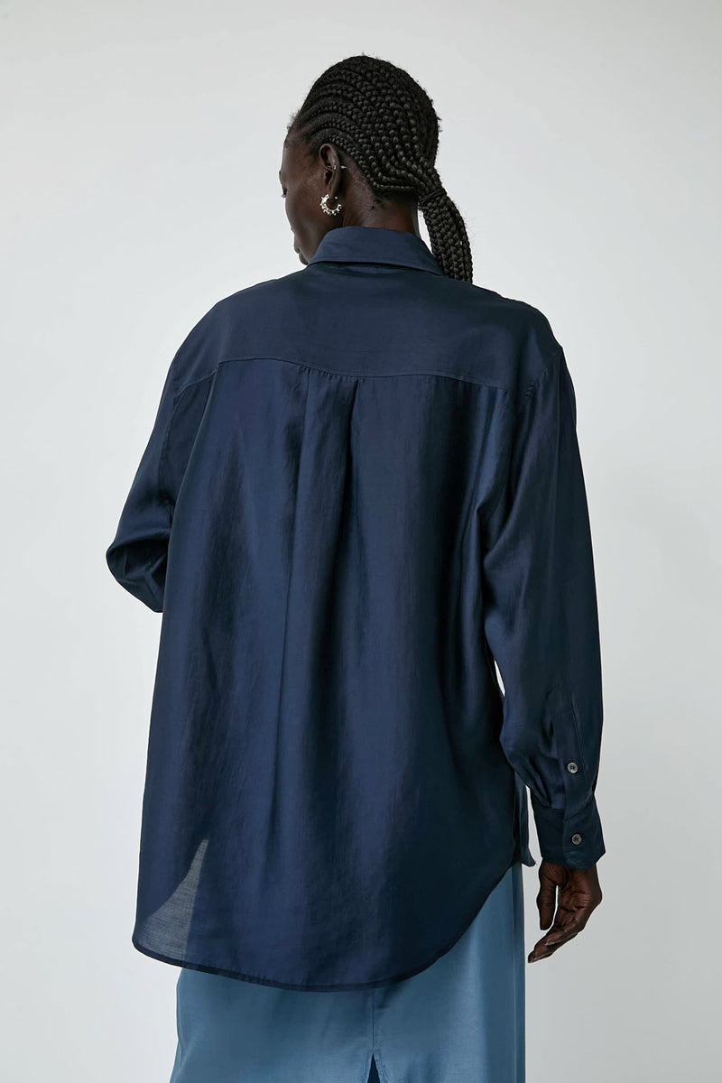 Mijeong Park Semi Sheer Shirt in Navy