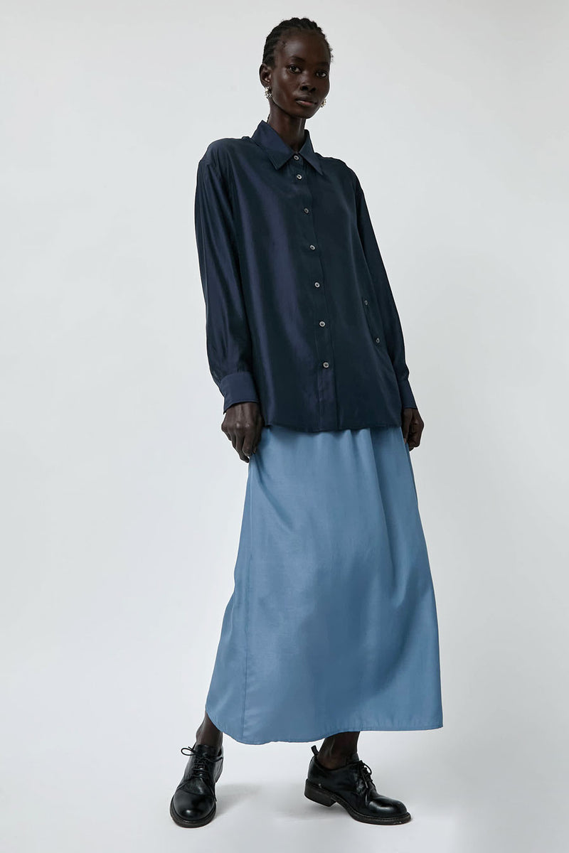 Mijeong Park Semi Sheer Shirt in Navy