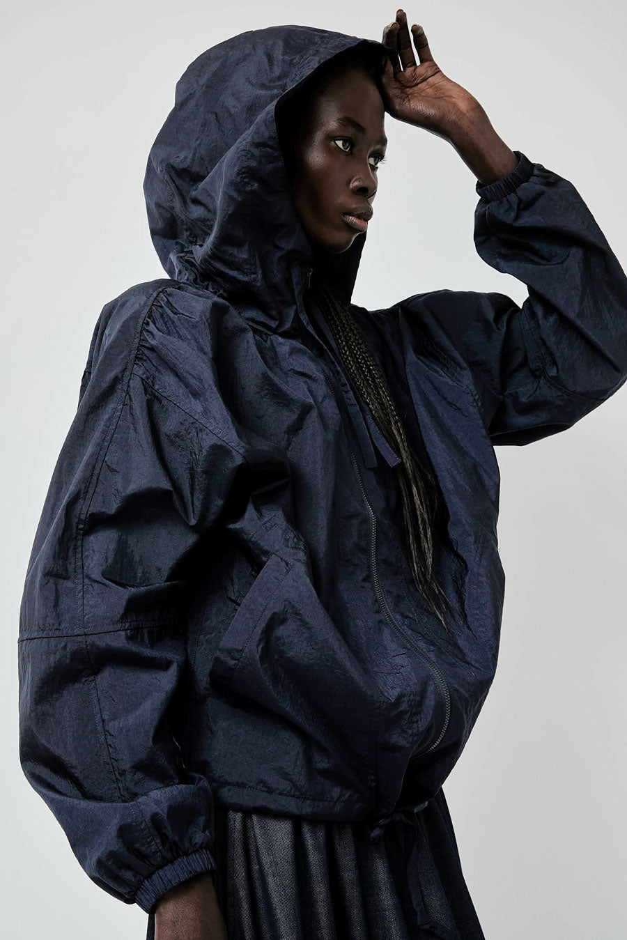 Mijeong Park Shirred Anorak in Navy