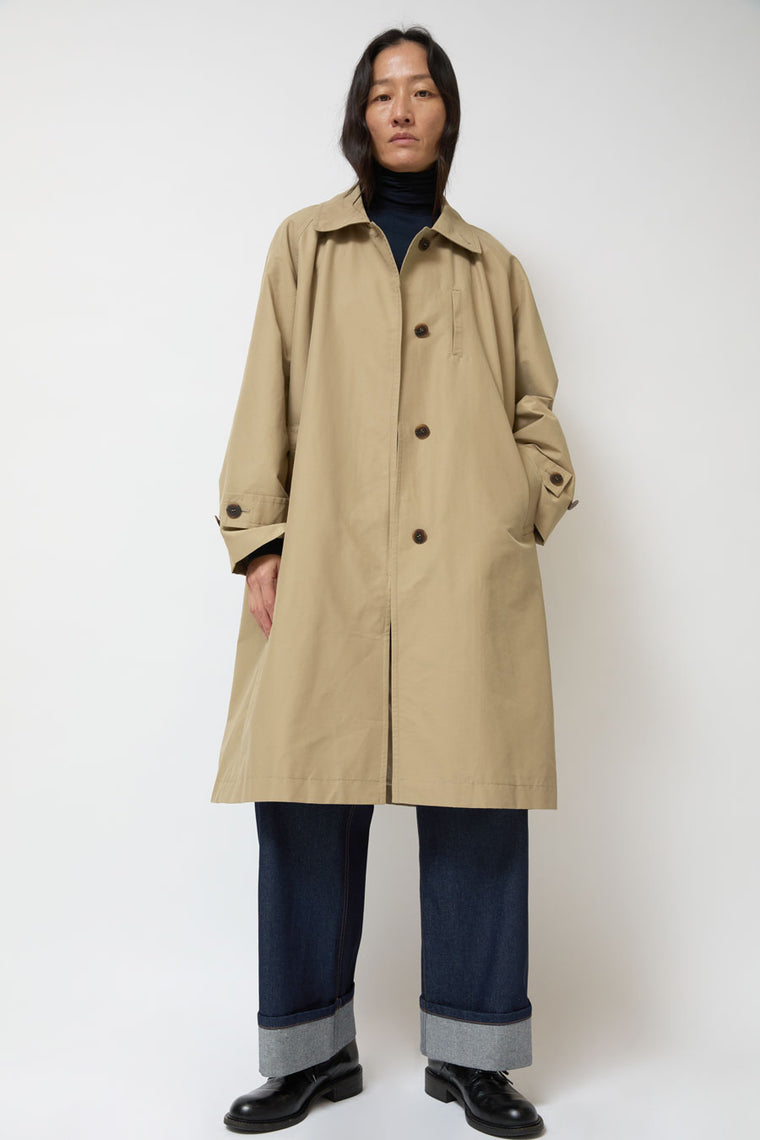 Mijeong Park Single-Breasted Trench Coat in Beige