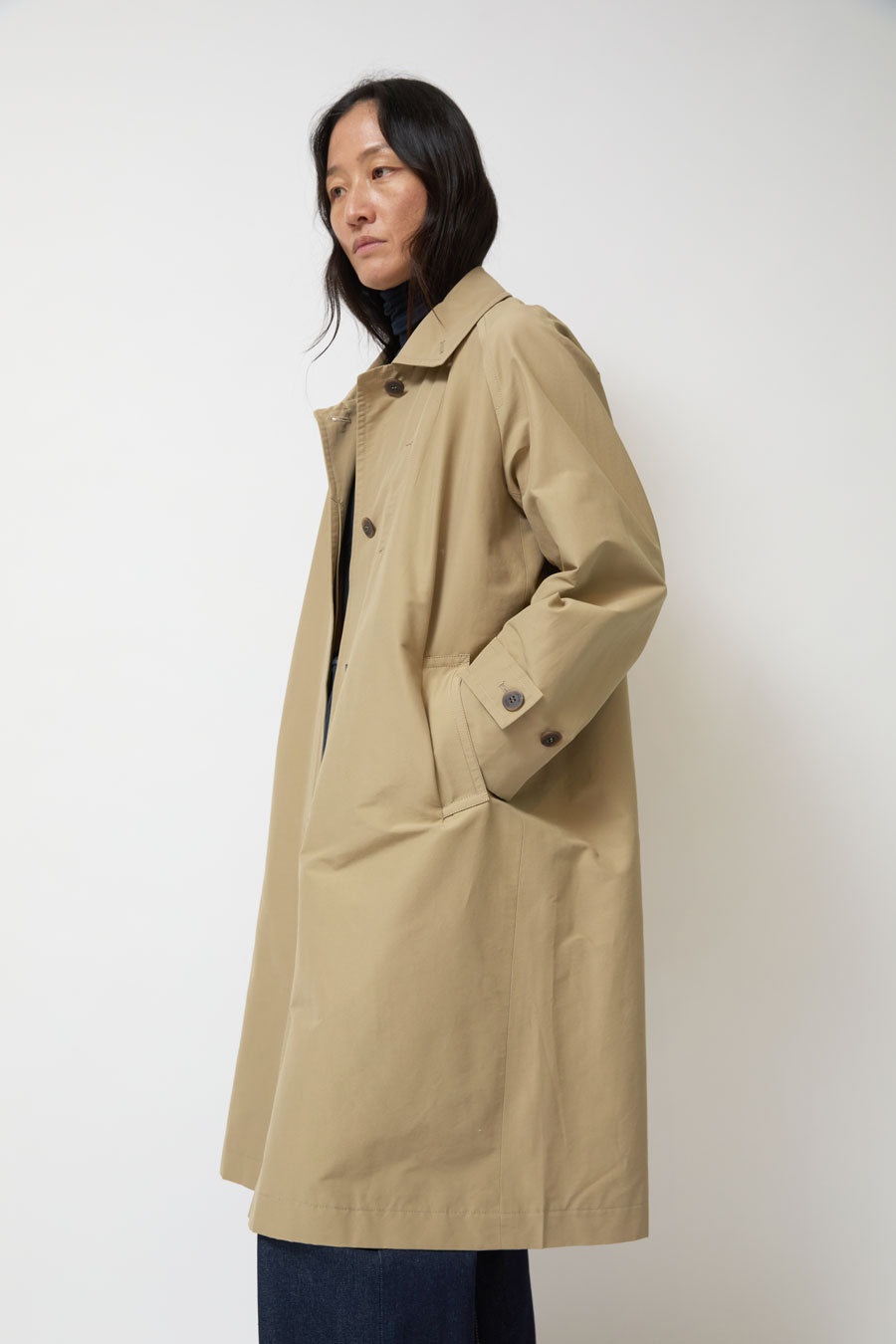 Mijeong Park Single-Breasted Trench Coat in Beige