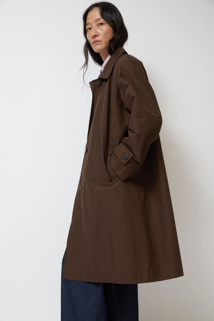 Mijeong Park Single-Breasted Trench Coat in Brown