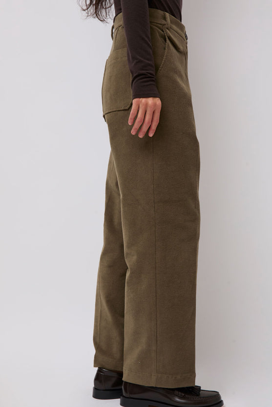 Mijeong Park Stretch Corduroy Pants in Light Olive