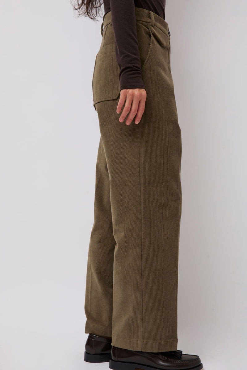 Mijeong Park Stretch Corduroy Pants in Light Olive