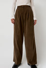 Mijeong Park Thin Corduroy Wide Leg Pants in Light Brown