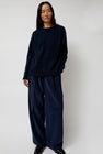 Mijeong Park Thin Corduroy Wide Leg Pants in Navy