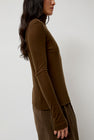 Mijeong Park Thin Ribbed Roll Neck Top in Brown