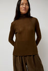 Mijeong Park Thin Ribbed Roll Neck Top in Brown