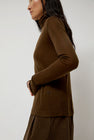 Mijeong Park Thin Ribbed Roll Neck Top in Brown