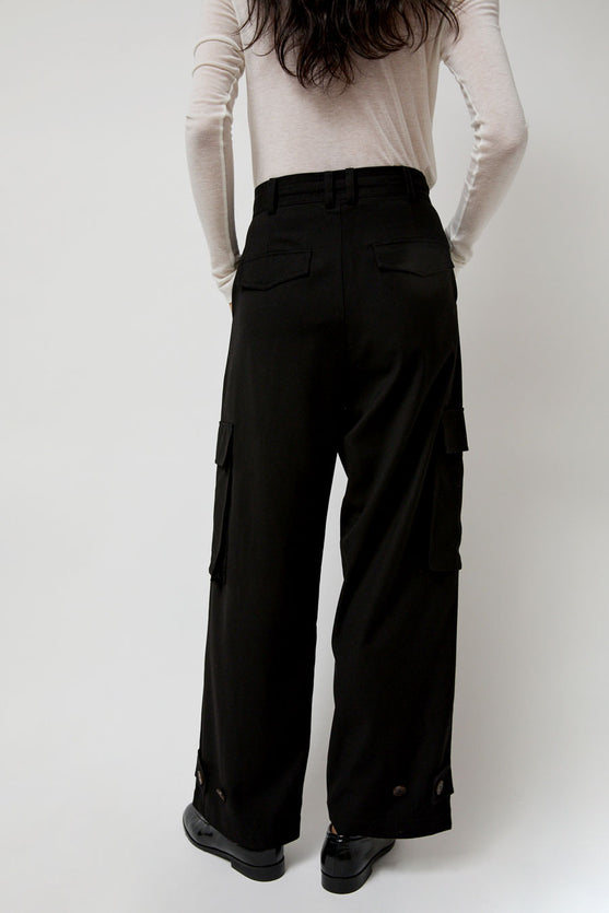 Mijeong Park Wool Blend Cargo Pants in Black