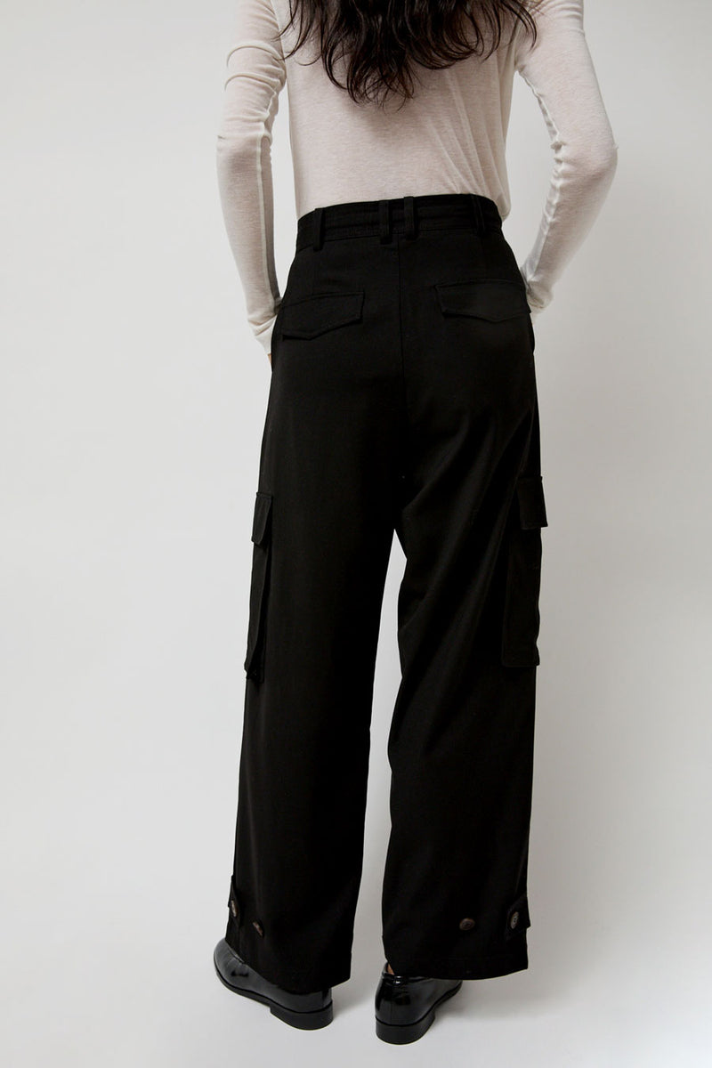 Mijeong Park Wool Blend Cargo Pants in Black