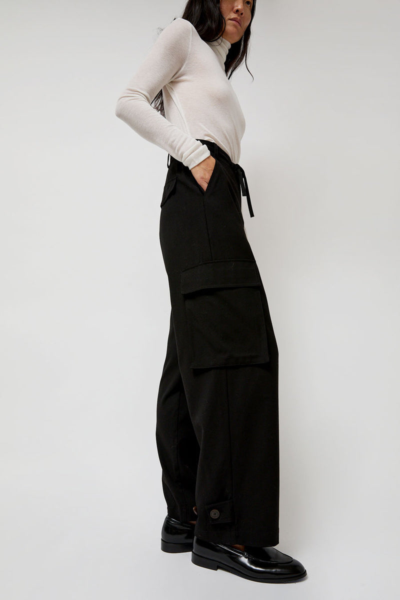 Mijeong Park Wool Blend Cargo Pants in Black