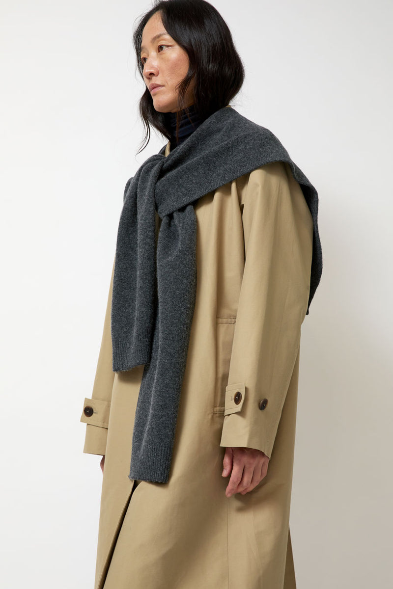 Mijeong Park Wool Blend Knit Shawl in Charcoal