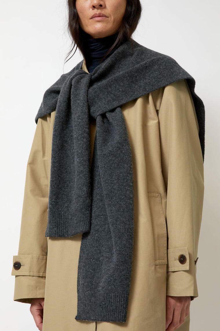 Mijeong Park Wool Blend Knit Shawl in Charcoal