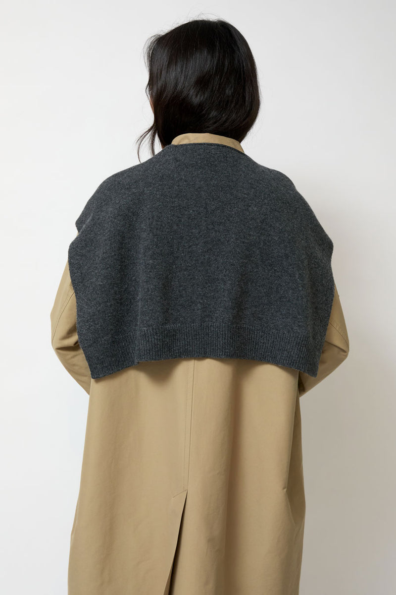 Mijeong Park Wool Blend Knit Shawl in Charcoal