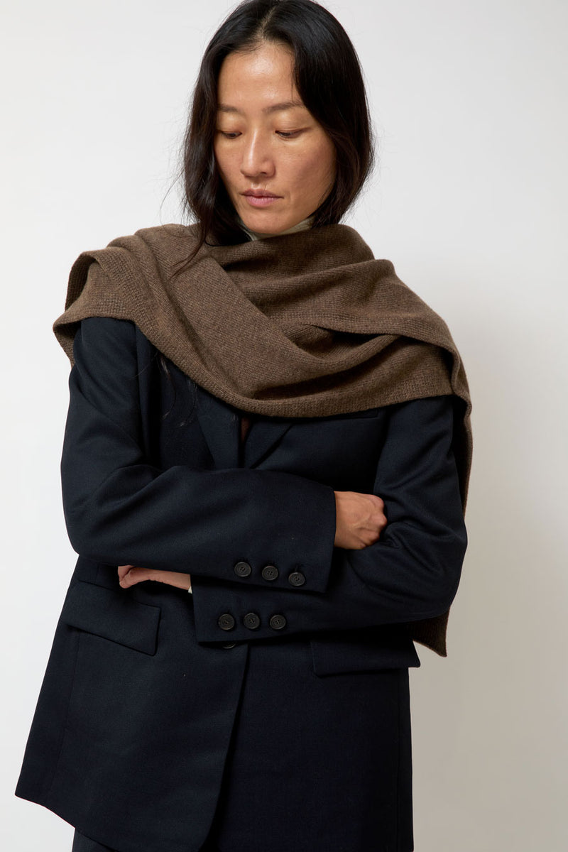 Mijeong Park Wool Blend Knit Shawl in Light Brown