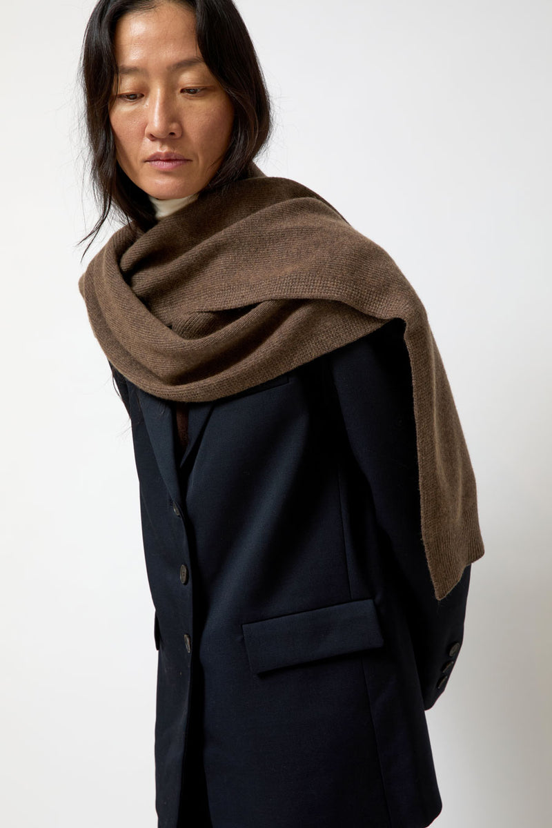 Mijeong Park Wool Blend Knit Shawl in Light Brown